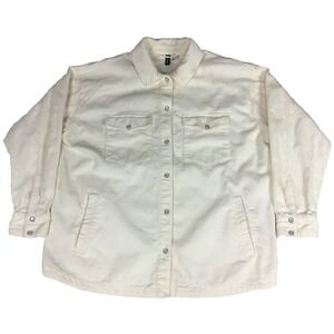 H&M Divided Mens‎ Large Cream Corduroy Western Snap Button Shacket Jacket L